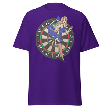 Pin - up Dartboard Graphic Tee - Retro Funny Adult Humor Shirt - Purple - T-Shirts Online