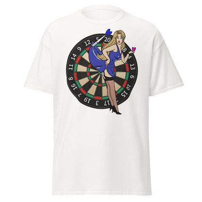 Pin - up Dartboard Graphic Tee - Retro Funny Adult Humor Shirt - White - T-Shirts Online