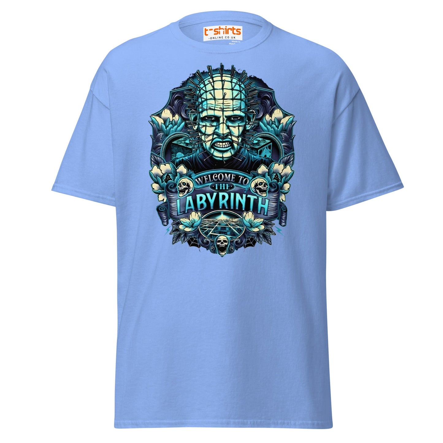 Pinhead T-Shirt | Welcome to the Labyrinth Horror Tee - Carolina Blue - T-Shirts Online