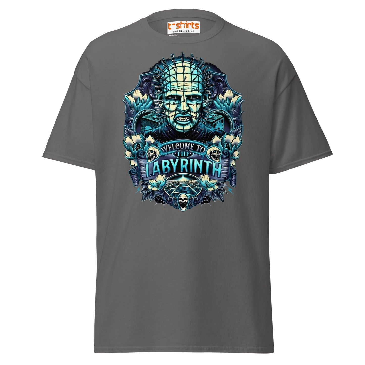 Pinhead T-Shirt | Welcome to the Labyrinth Horror Tee - Charcoal - T-Shirts Online