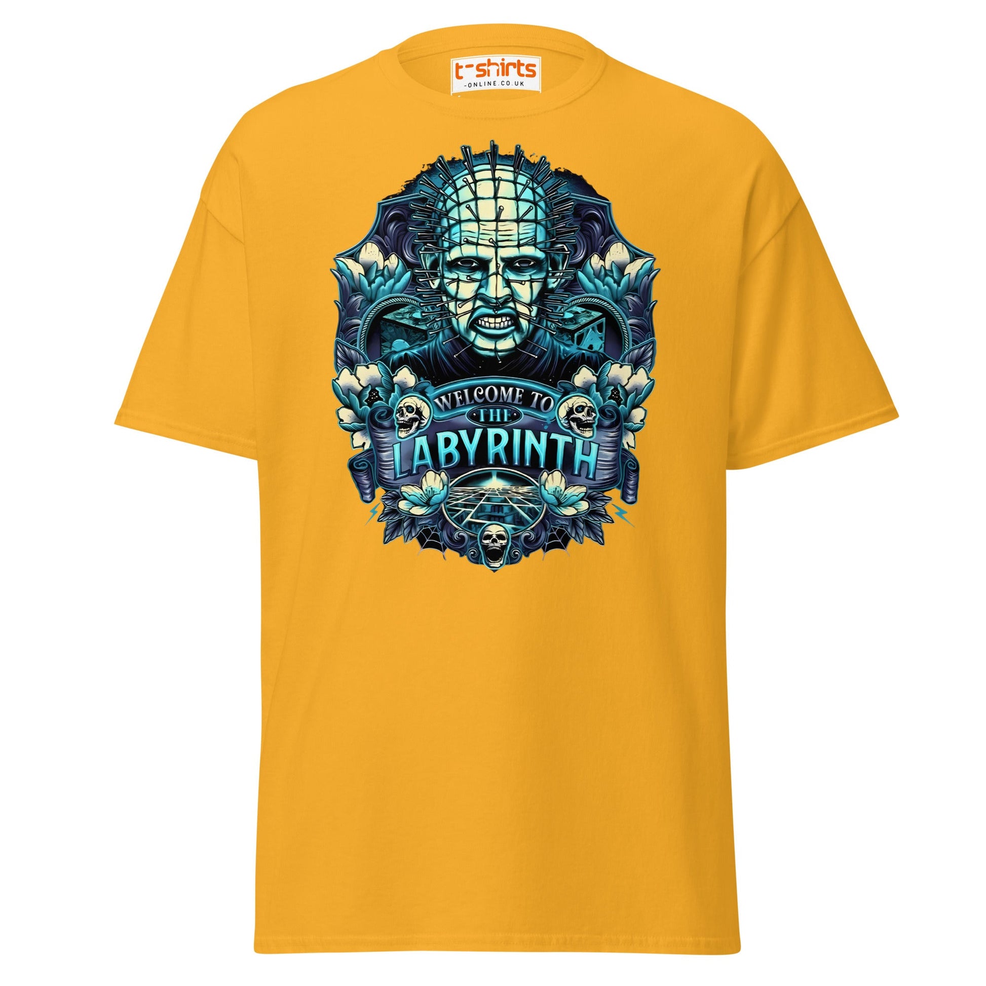 Pinhead T-Shirt | Welcome to the Labyrinth Horror Tee - Gold - T-Shirts Online