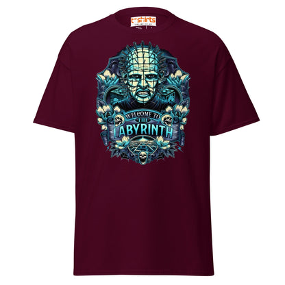 Pinhead T-Shirt | Welcome to the Labyrinth Horror Tee - Maroon - T-Shirts Online