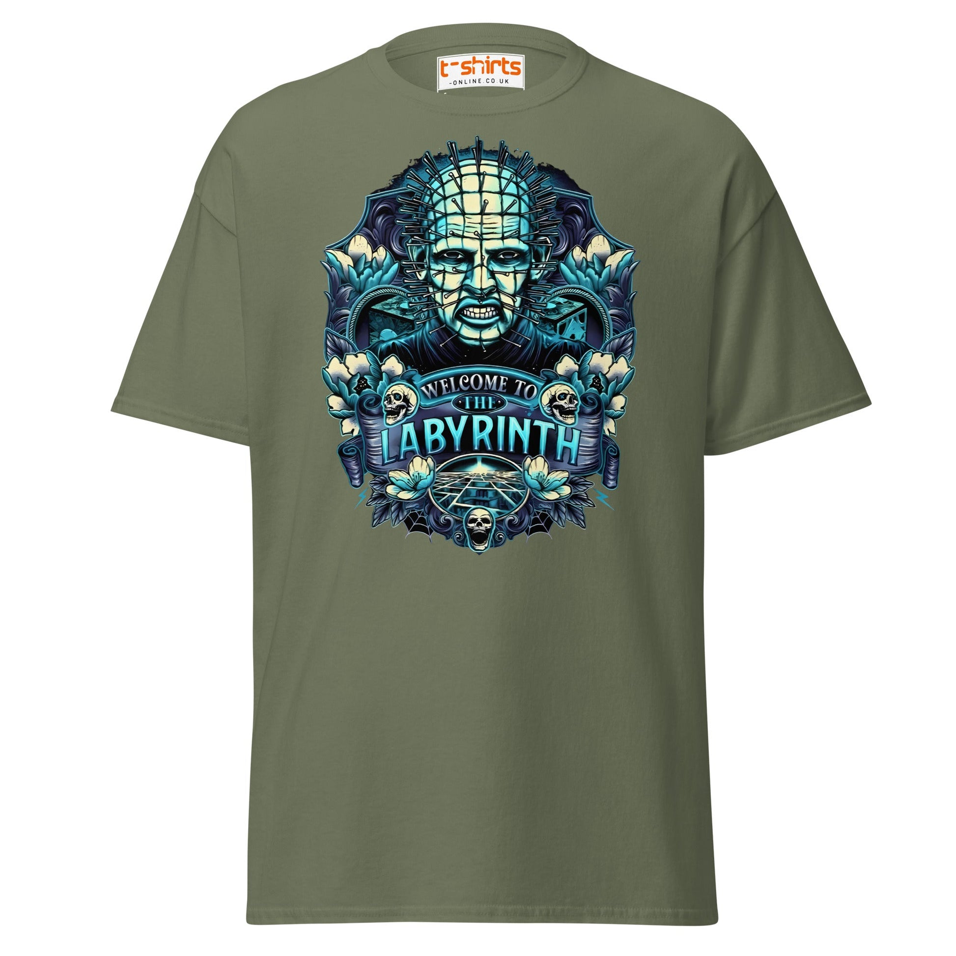 Pinhead T-Shirt | Welcome to the Labyrinth Horror Tee - Military Green - T-Shirts Online