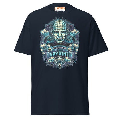 Pinhead T-Shirt | Welcome to the Labyrinth Horror Tee - Navy - T-Shirts Online