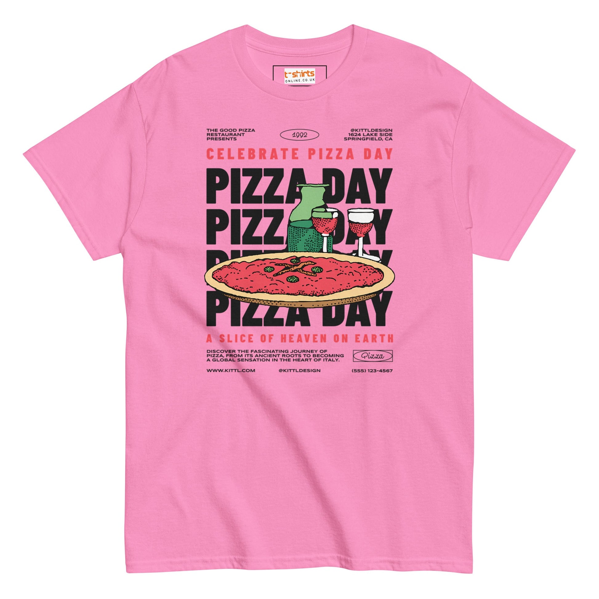 Pizza Day T-Shirt | Food Graphic Bold Tee - Azalea - T-Shirts Online