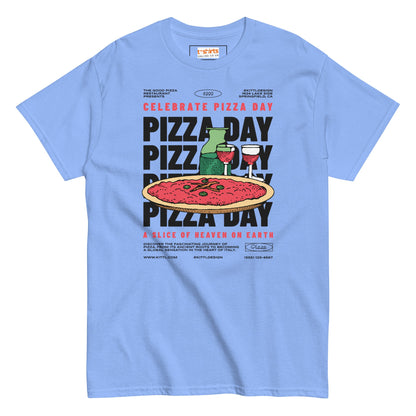 Pizza Day T-Shirt | Food Graphic Bold Tee - Carolina Blue - T-Shirts Online