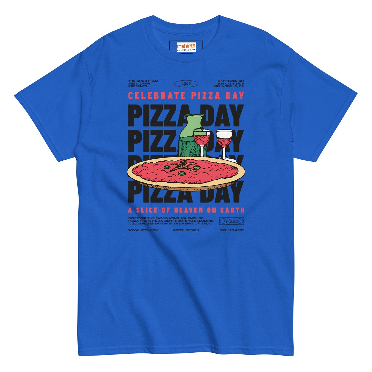 Pizza Day T-Shirt | Food Graphic Bold Tee - Royal - T-Shirts Online