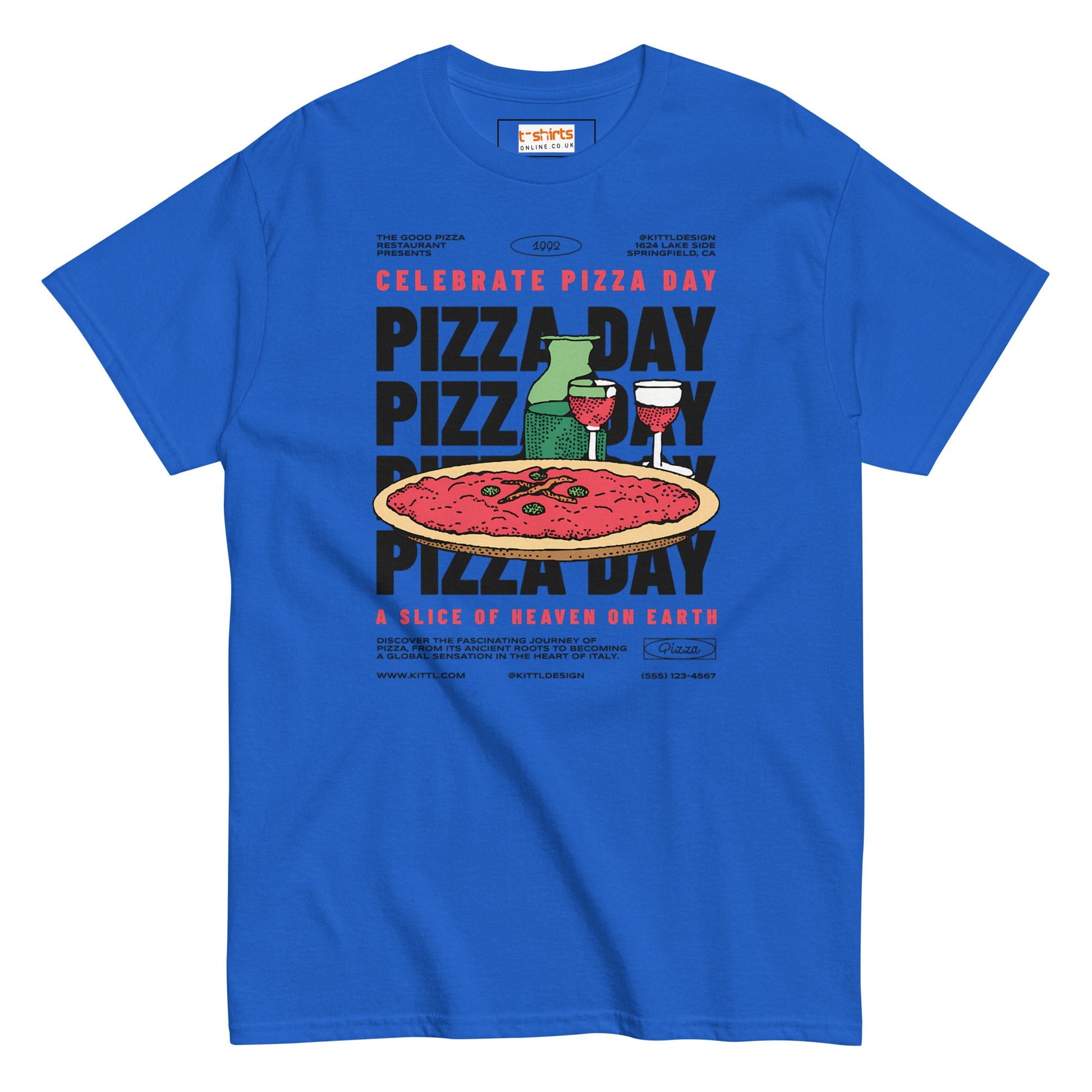 Pizza Day T-Shirt | Food Graphic Bold Tee - Royal - T-Shirts Online