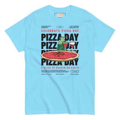 Pizza Day T-Shirt | Food Graphic Bold Tee - Sky - T-Shirts Online