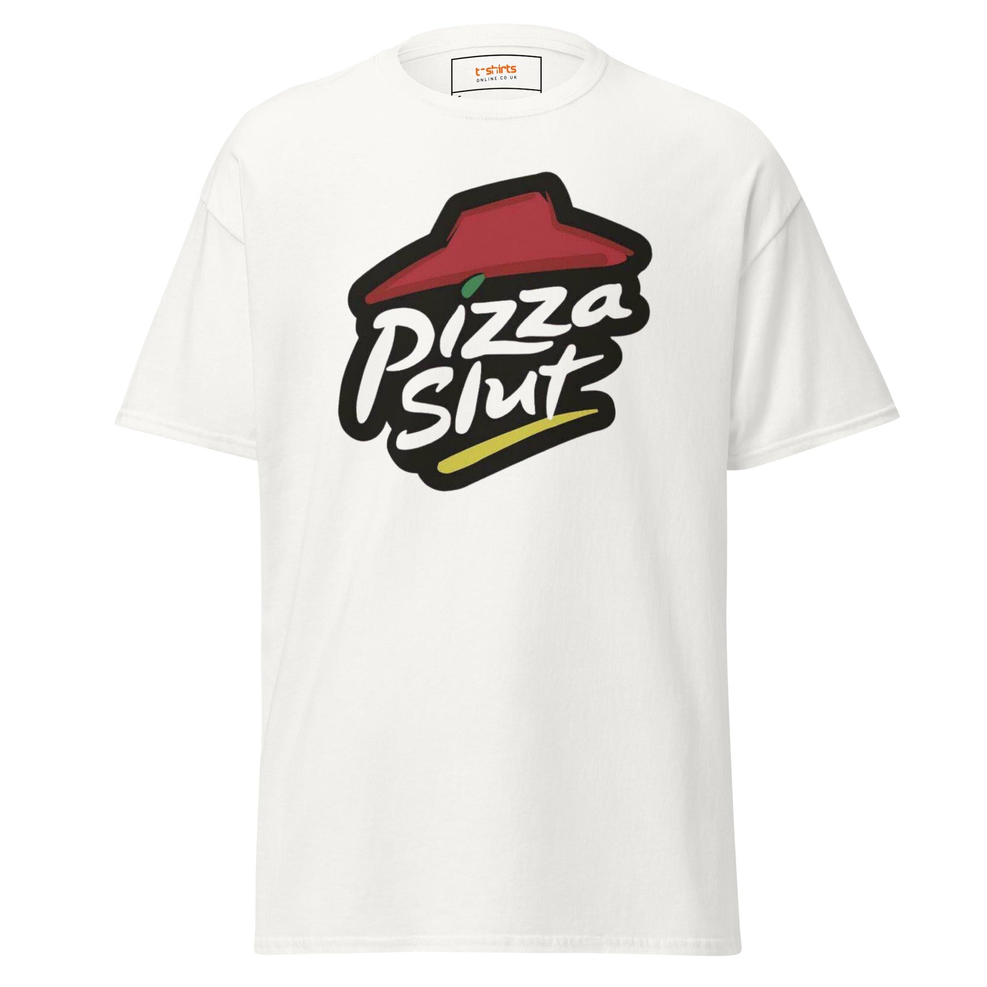 Pizza Slut T-Shirt | Graphic Funny Unisex Tee - White - T-Shirts Online