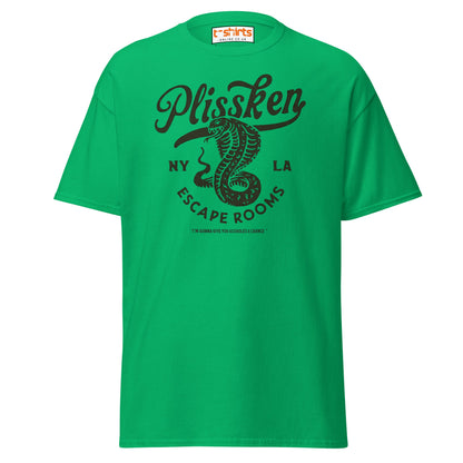 Plissken Escape Rooms T-Shirt | Retro Snake Design - Irish Green - T-Shirts Online