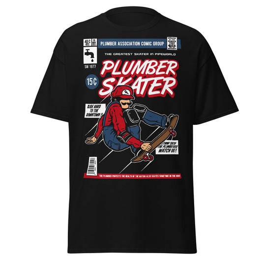 Plumber Skater T-Shirt - Retro Comic Cover Design - S - T-Shirts Online