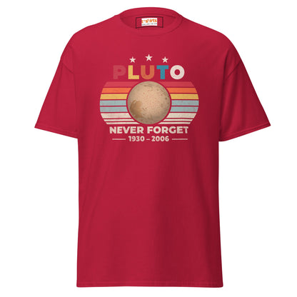 Pluto Never Forget T-Shirt | Graphic Space Tee - Cardinal - T-Shirts Online