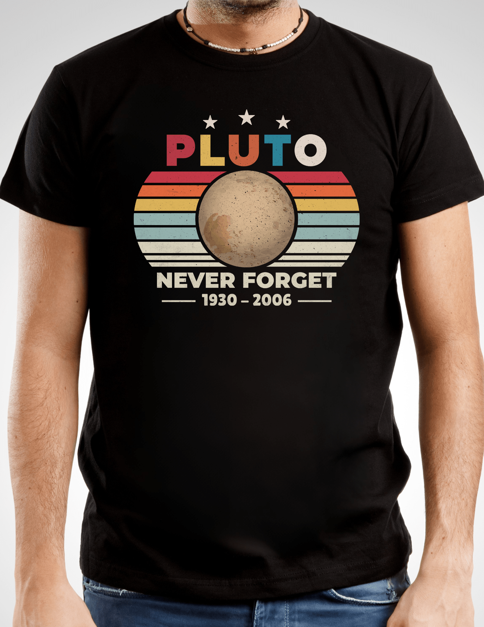 Pluto Never Forget T-Shirt | Graphic Space Tee - Maroon - T-Shirts Online