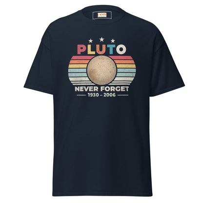 Pluto Never Forget T-Shirt | Graphic Space Tee - Navy - T-Shirts Online