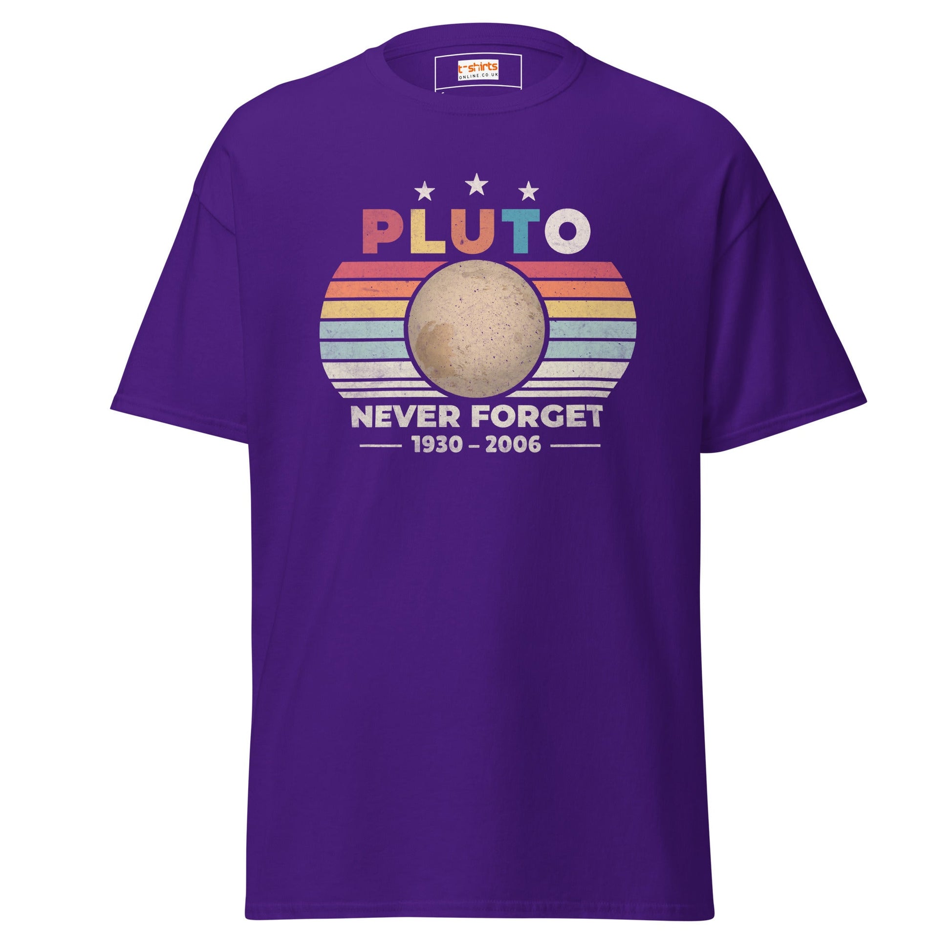 Pluto Never Forget T-Shirt | Graphic Space Tee - Purple - T-Shirts Online