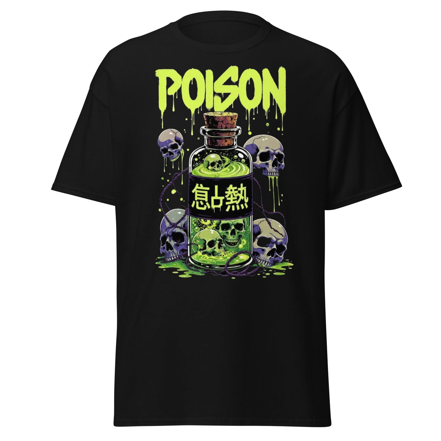 Poison Skull Toxic Bottle T-Shirt - Edgy Neon Graphic Tee - Black - T-Shirts Online