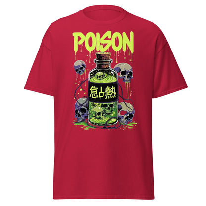Poison Skull Toxic Bottle T-Shirt - Edgy Neon Graphic Tee - Cardinal - T-Shirts Online