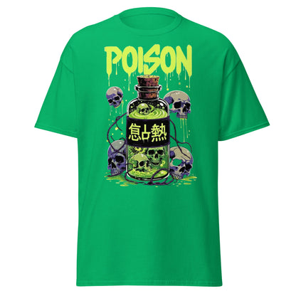 Poison Skull Toxic Bottle T-Shirt - Edgy Neon Graphic Tee - Irish Green - T-Shirts Online