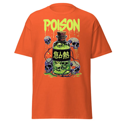 Poison Skull Toxic Bottle T-Shirt - Edgy Neon Graphic Tee - Orange - T-Shirts Online
