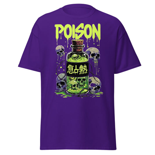 Poison Skull Toxic Bottle T-Shirt - Edgy Neon Graphic Tee - Purple - T-Shirts Online