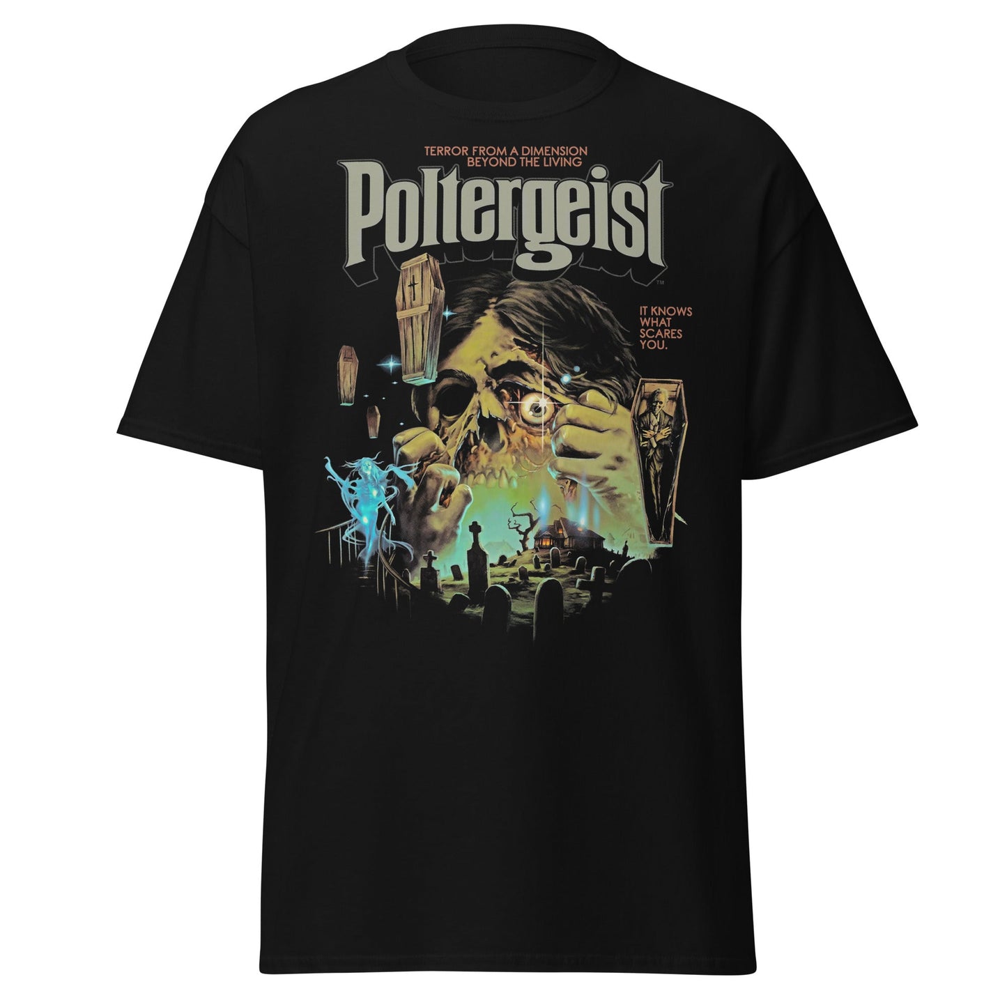 Poltergeist T-Shirt: Vintage Horror Graveyard Poster - Black - T-Shirts Online