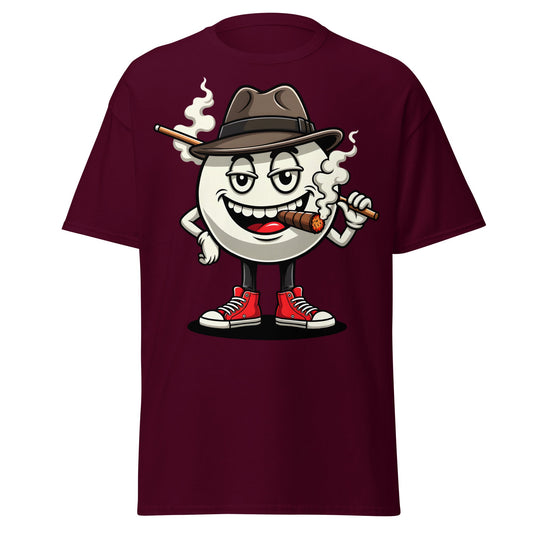 Pool Shark Billiard Ball Cartoon T-Shirt | Funny Hustler Tee - Maroon - T-Shirts Online