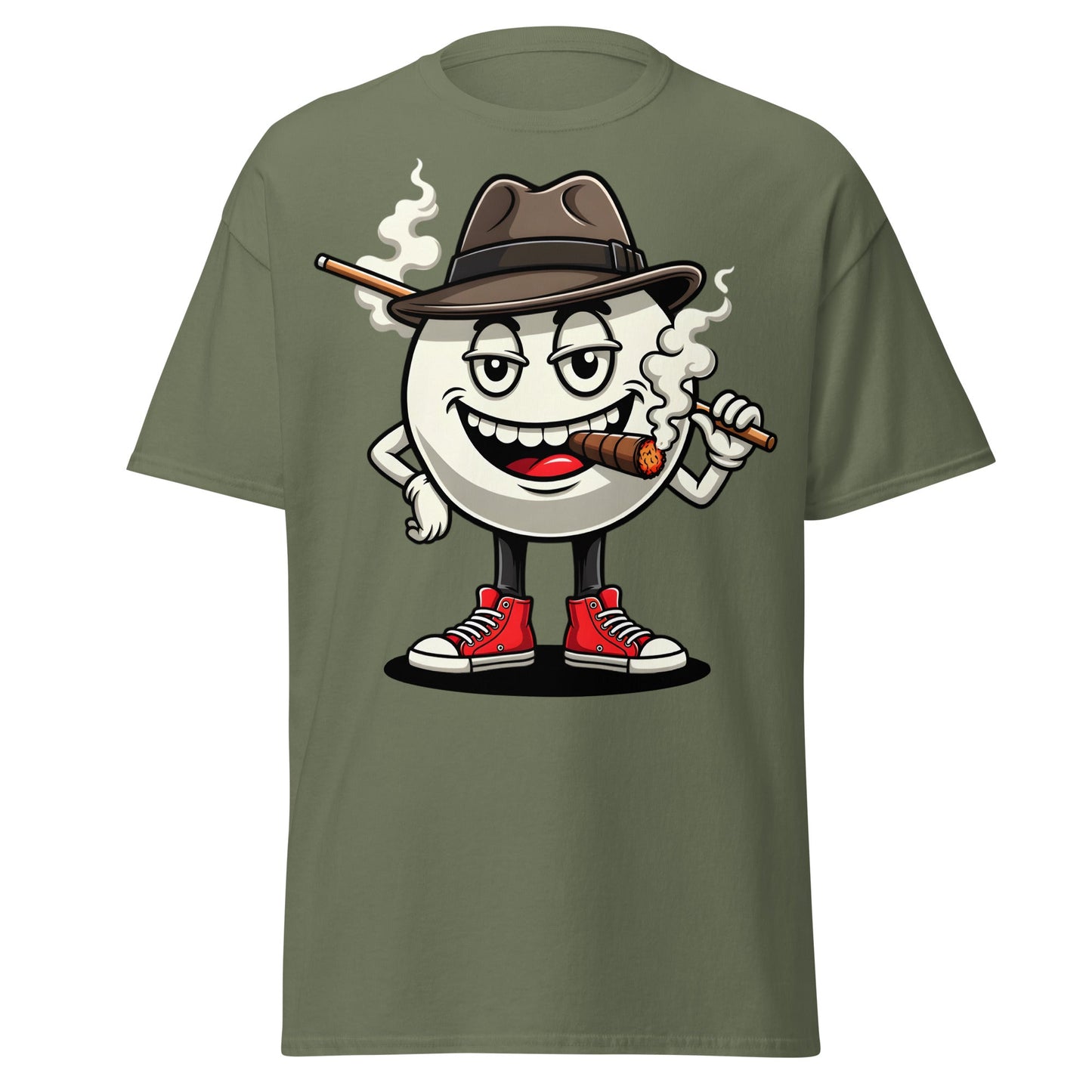 Pool Shark Billiard Ball Cartoon T-Shirt | Funny Hustler Tee - Military Green - T-Shirts Online
