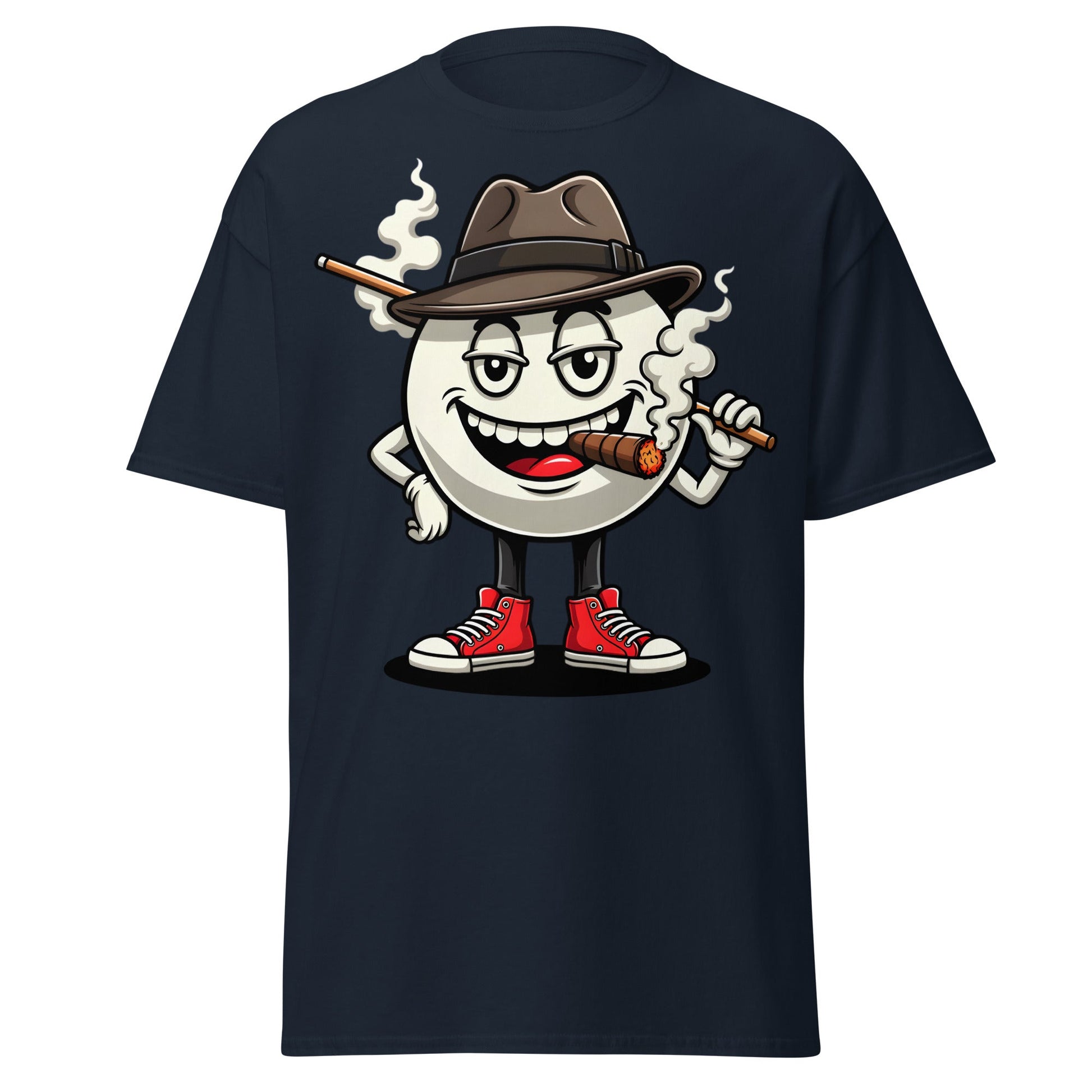 Pool Shark Billiard Ball Cartoon T-Shirt | Funny Hustler Tee - Navy - T-Shirts Online