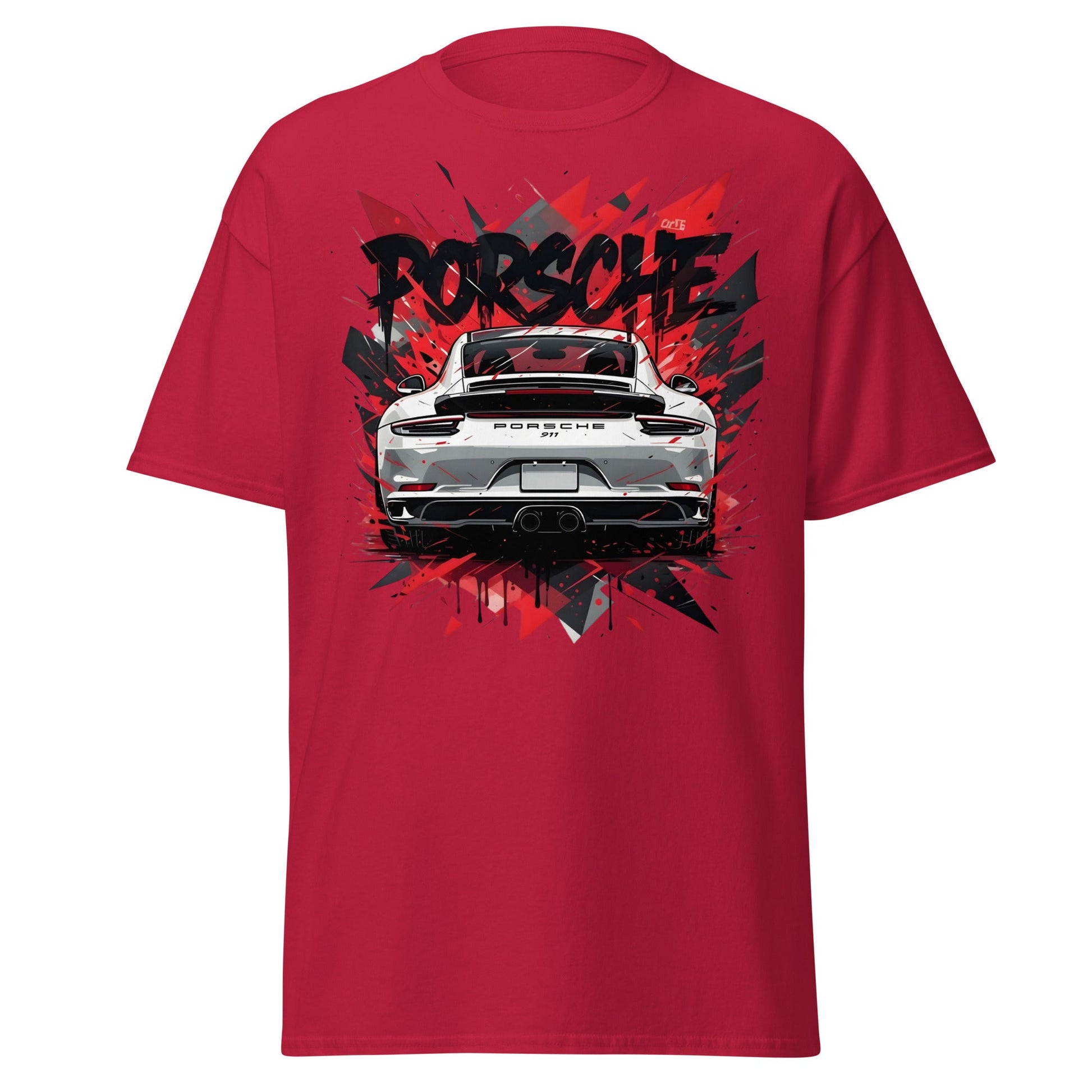 Porsche 911 Graphic Tee – Abstract Urban Automotive Shirt - Cardinal - T-Shirts Online