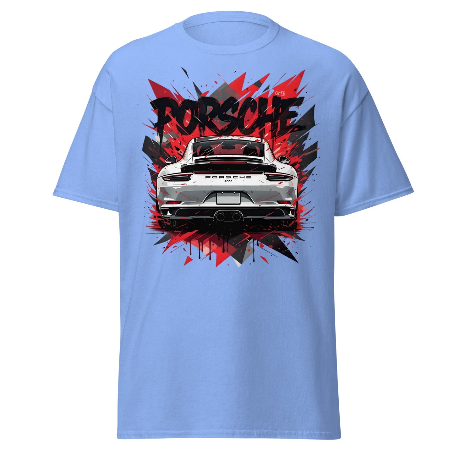 Porsche 911 Graphic Tee – Abstract Urban Automotive Shirt - Carolina Blue - T-Shirts Online