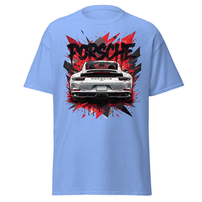 Porsche 911 Graphic Tee – Abstract Urban Automotive Shirt - Carolina Blue - T-Shirts Online