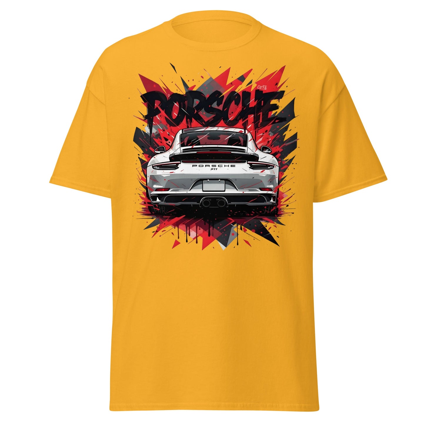 Porsche 911 Graphic Tee – Abstract Urban Automotive Shirt - Gold - T-Shirts Online