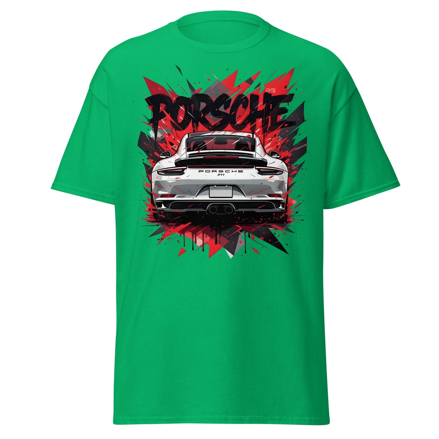 Porsche 911 Graphic Tee – Abstract Urban Automotive Shirt - Irish Green - T-Shirts Online