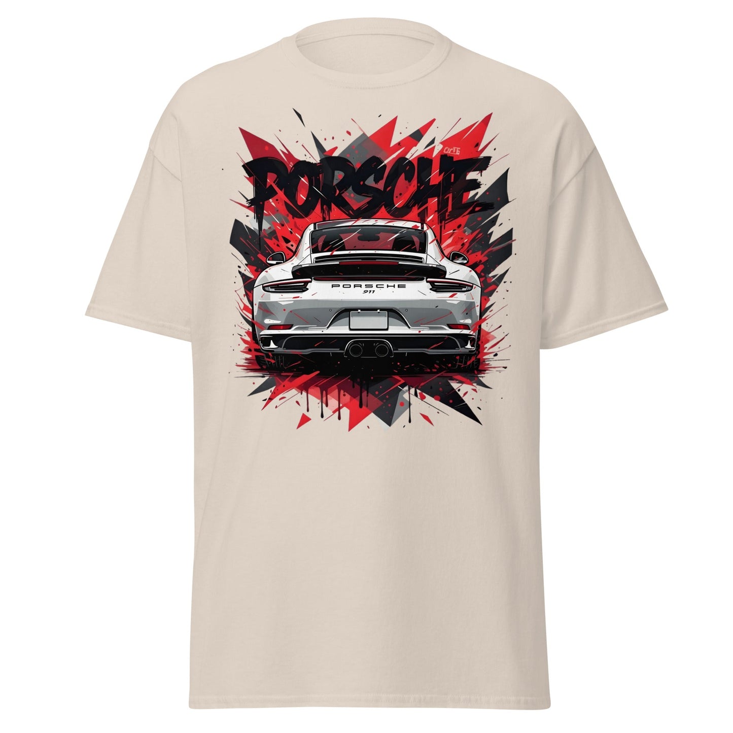 Porsche 911 Graphic Tee – Abstract Urban Automotive Shirt - Natural - T-Shirts Online