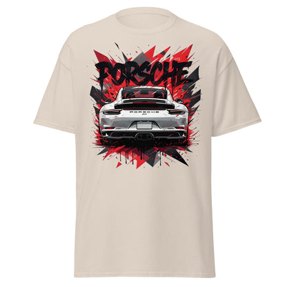 Porsche 911 Graphic Tee – Abstract Urban Automotive Shirt - Natural - T-Shirts Online
