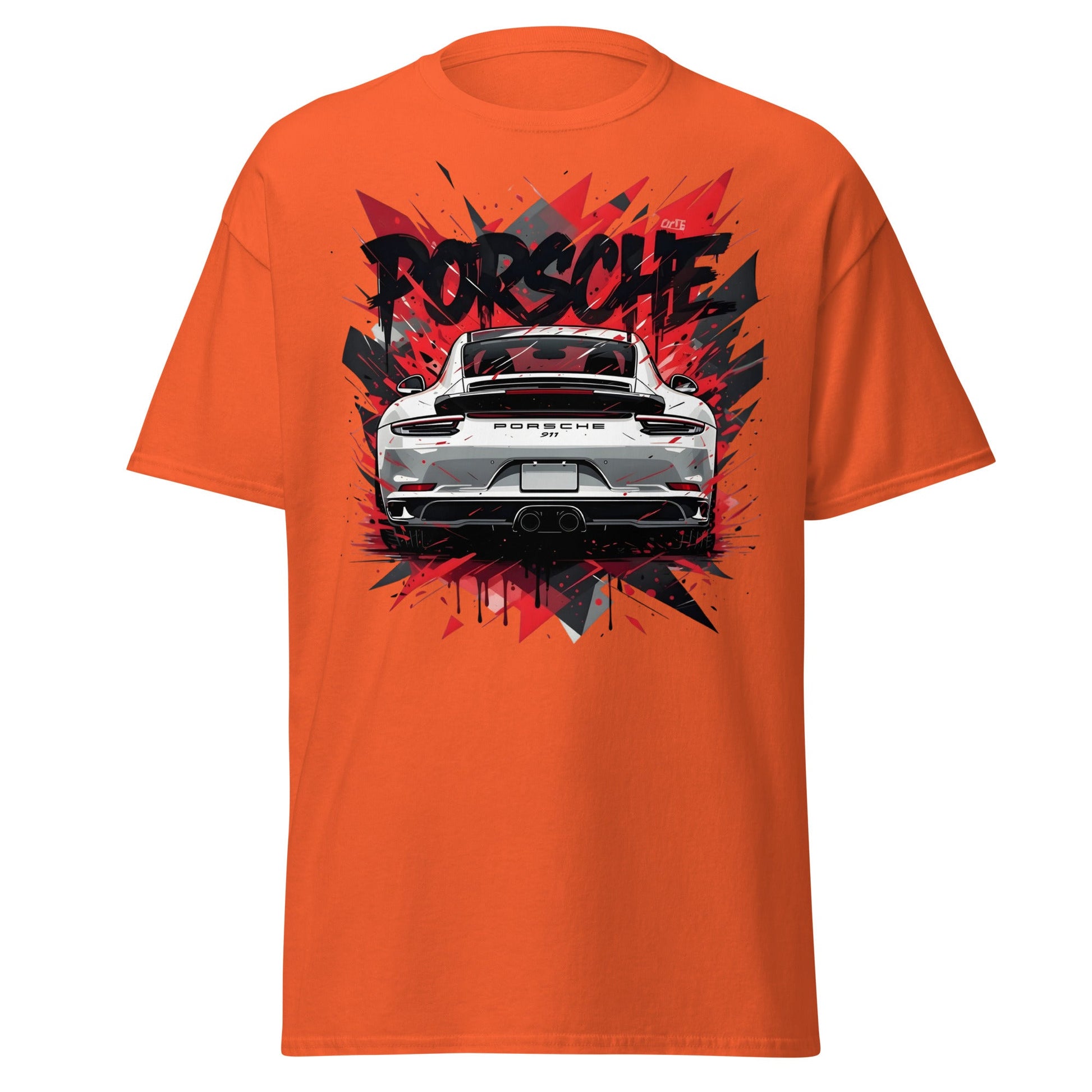 Porsche 911 Graphic Tee – Abstract Urban Automotive Shirt - Orange - T-Shirts Online