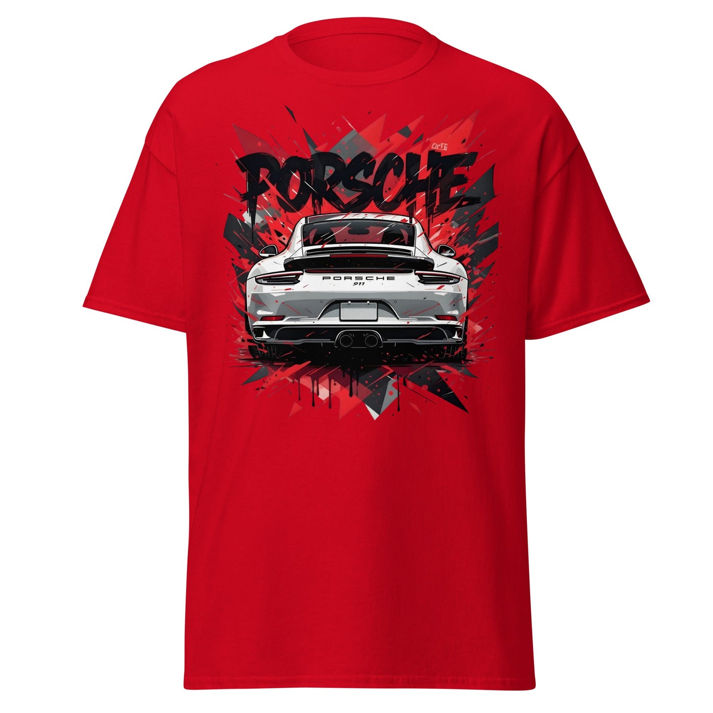 Porsche 911 Graphic Tee – Abstract Urban Automotive Shirt - Red - T-Shirts Online