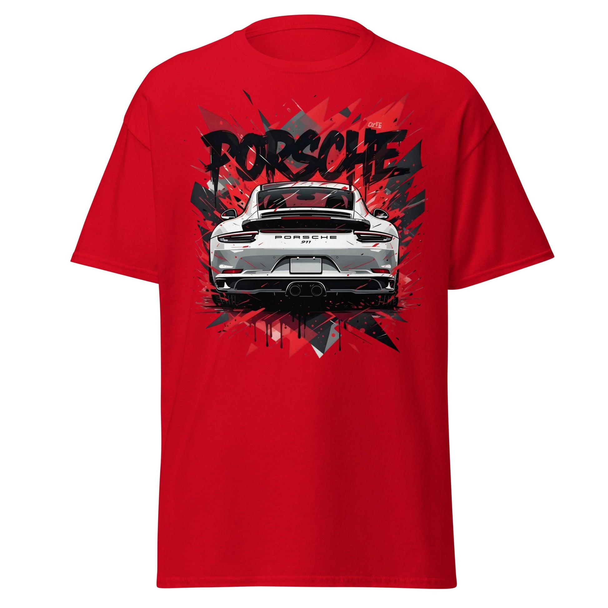 Porsche 911 Graphic Tee – Abstract Urban Automotive Shirt - Red - T-Shirts Online