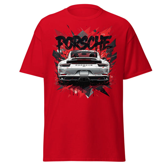 Porsche 911 Graphic Tee – Abstract Urban Automotive Shirt - Red - T-Shirts Online