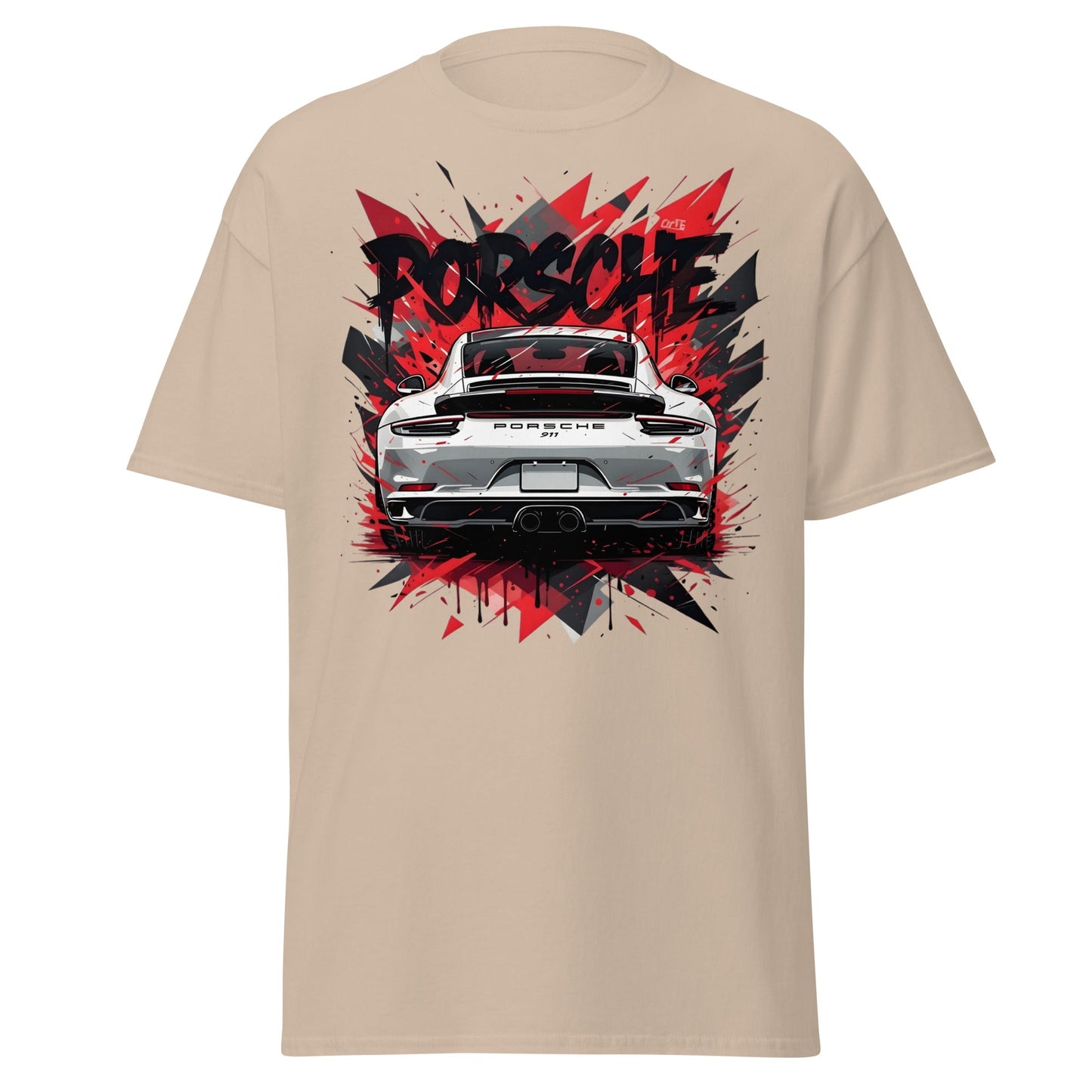 Porsche 911 Graphic Tee – Abstract Urban Automotive Shirt - Sand - T-Shirts Online