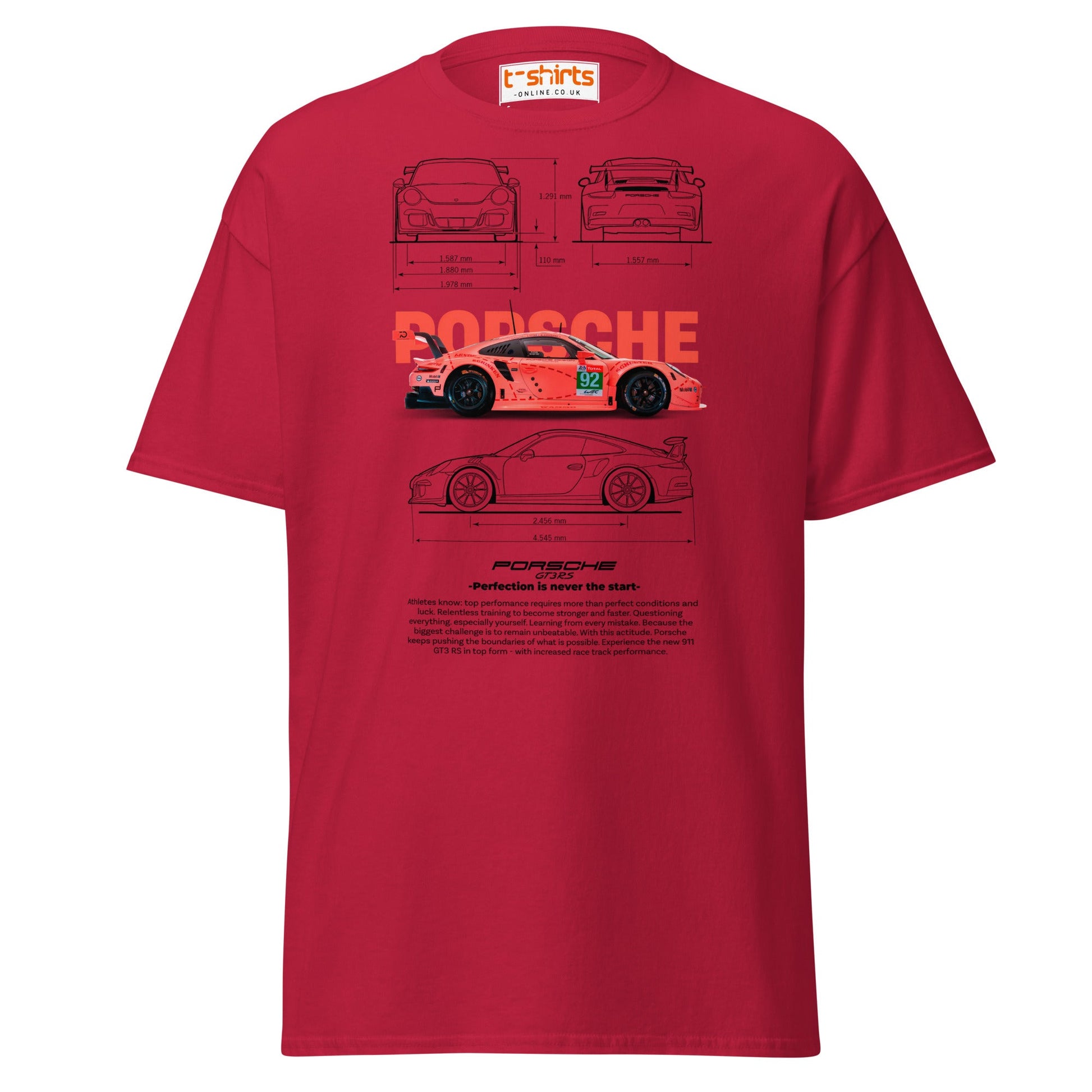 Porsche 911 GT3 RS T-Shirt | Racing Car Tee - Cardinal - T-Shirts Online