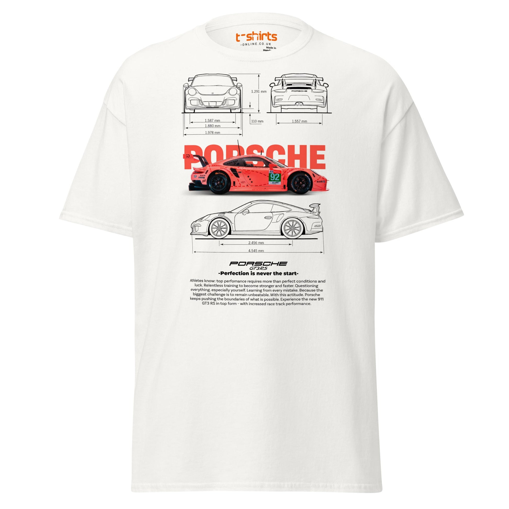 Porsche 911 GT3 RS T-Shirt | Racing Car Tee - White - T-Shirts Online