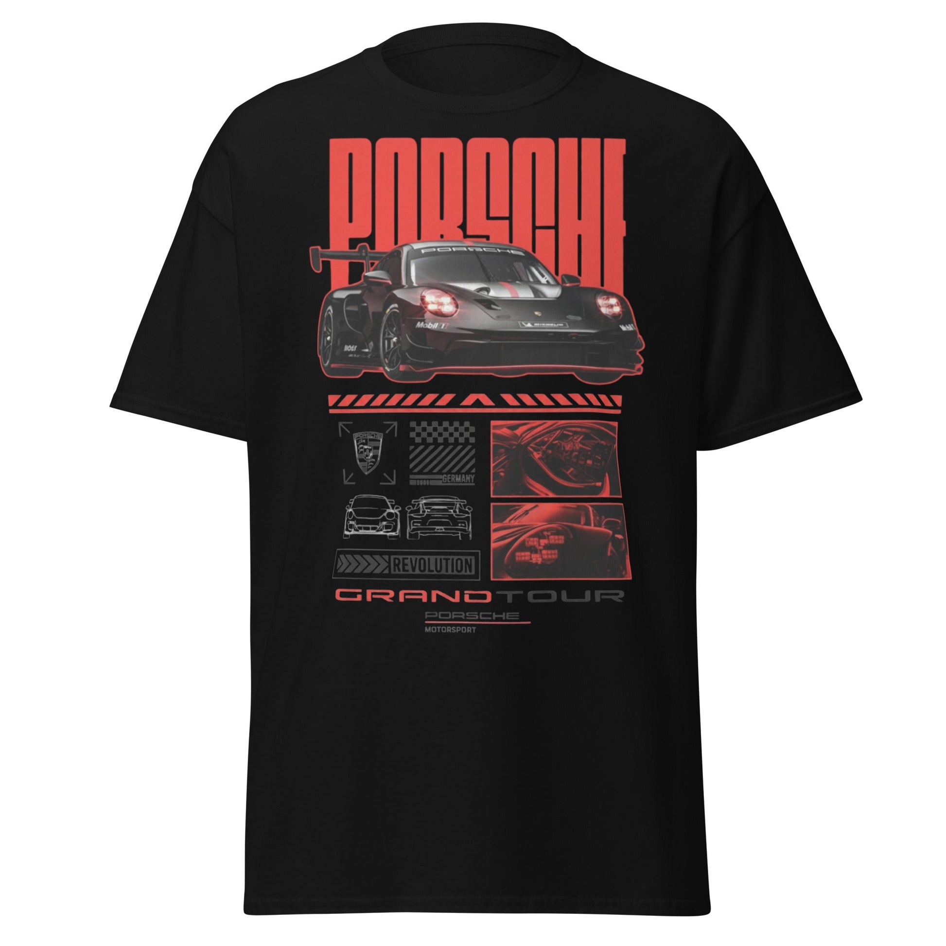 Porsche Grand Tour T-Shirt - Motorsport Racing Tee - Black - T-Shirts Online