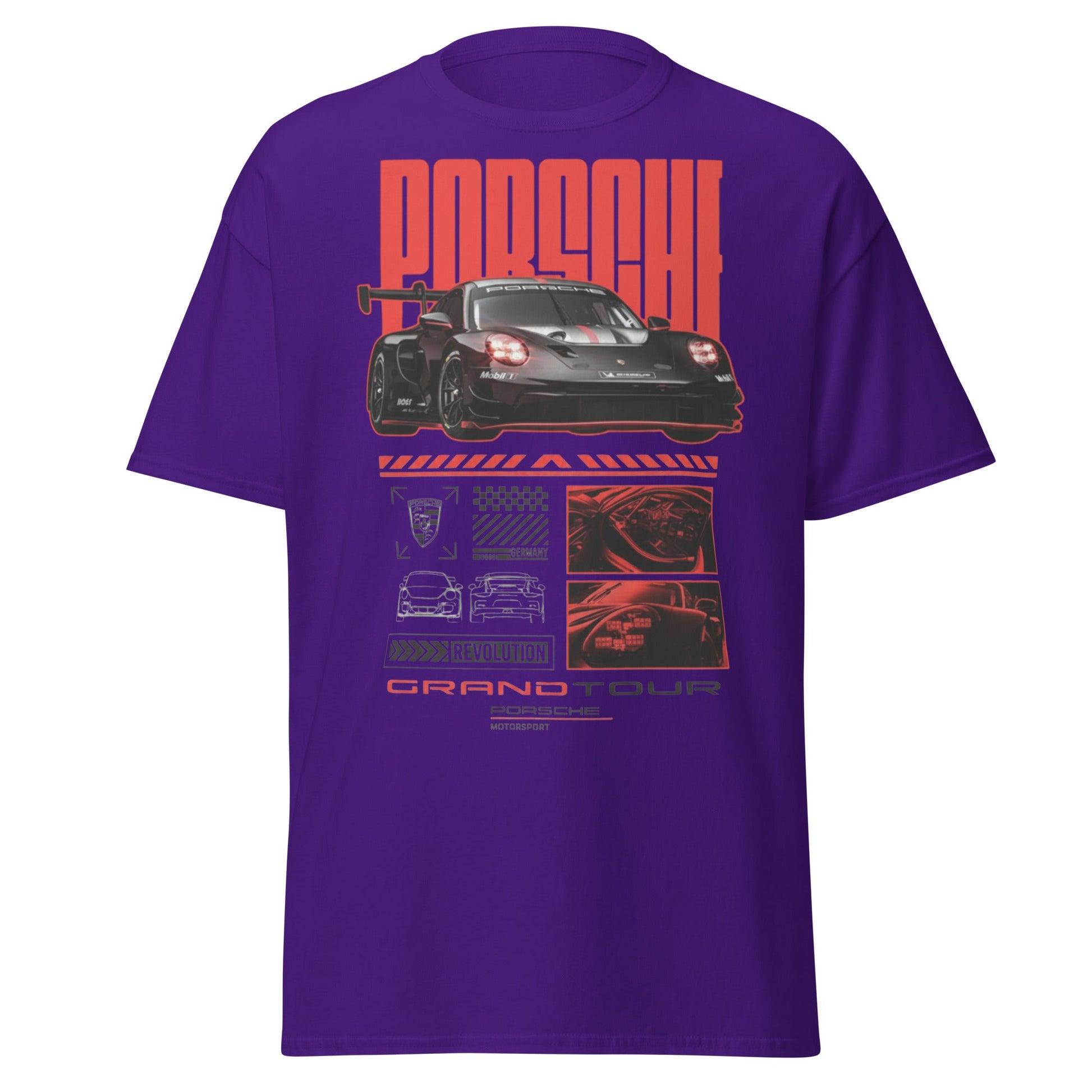 Porsche Grand Tour T-Shirt - Motorsport Racing Tee - Purple - T-Shirts Online