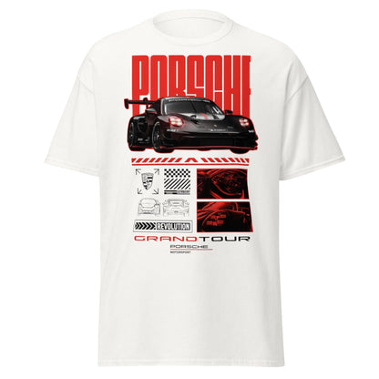 Porsche Grand Tour T-Shirt - Motorsport Racing Tee - White - T-Shirts Online