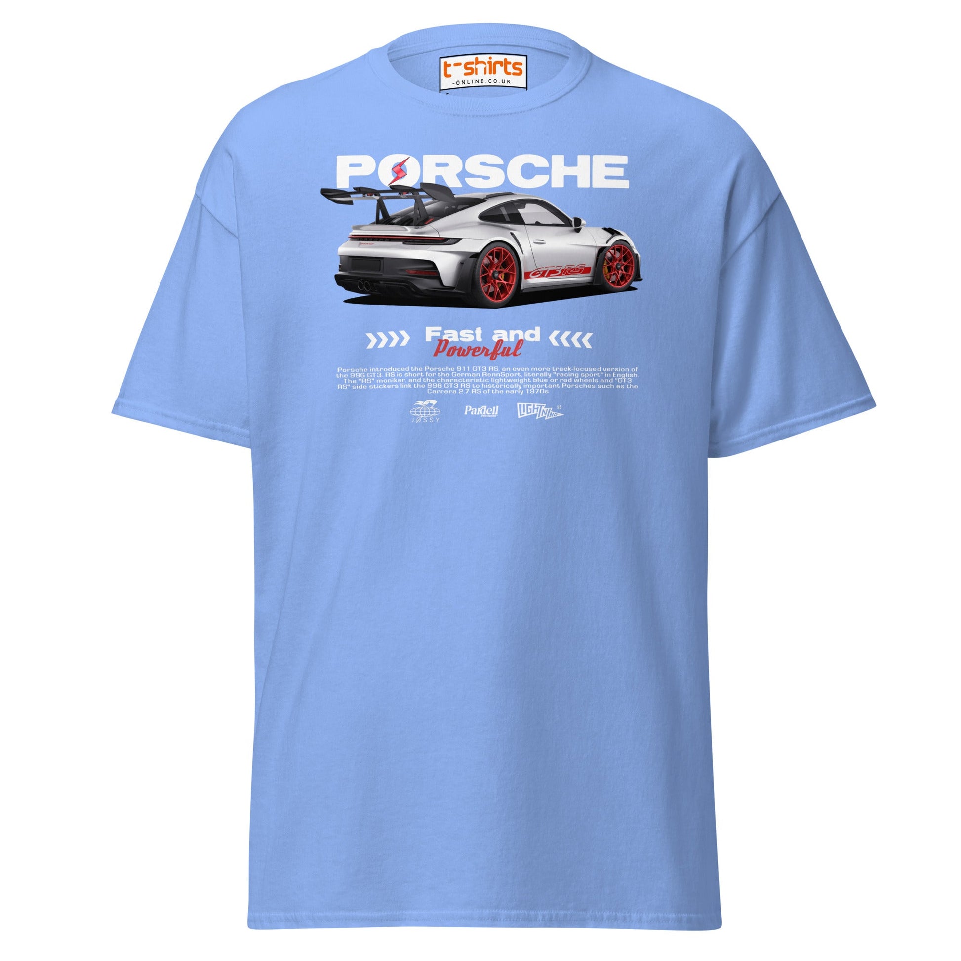 Porsche GT3 RS T-Shirt | Fast & Powerful Car Tee - Carolina Blue - T-Shirts Online