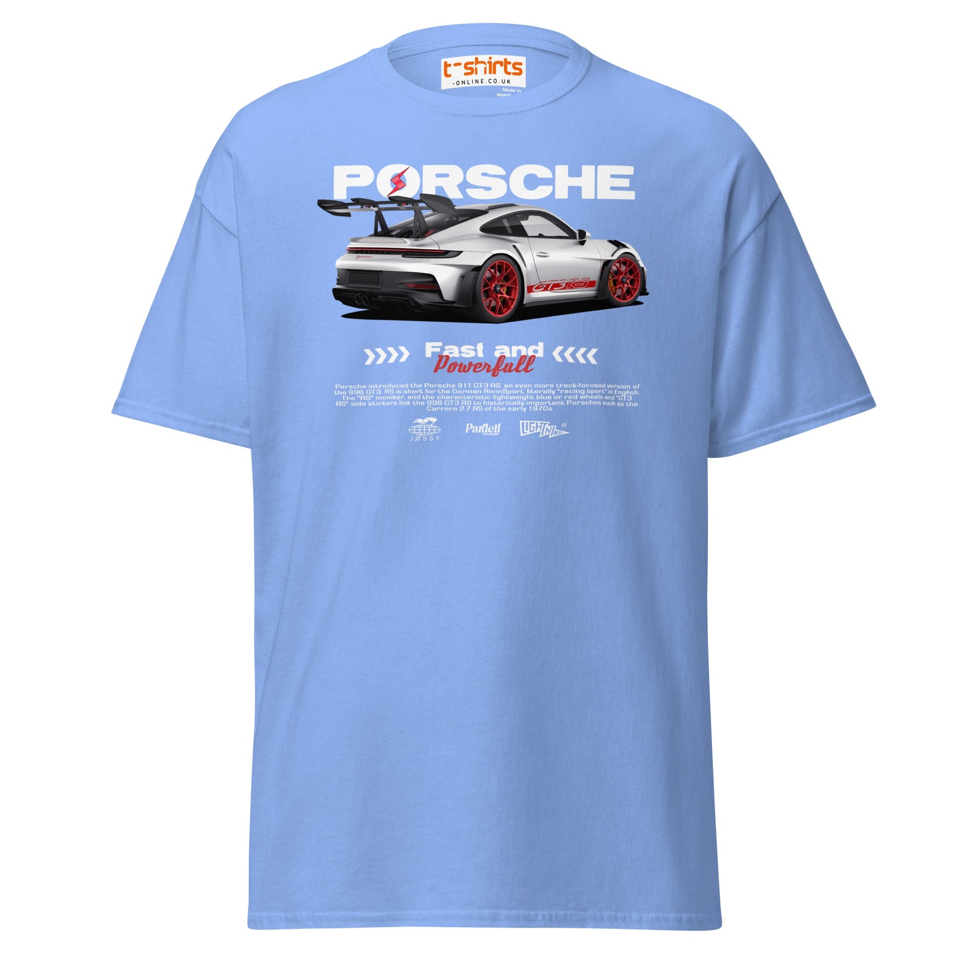 Porsche GT3 RS T-Shirt | Fast & Powerful Car Tee - Carolina Blue - T-Shirts Online