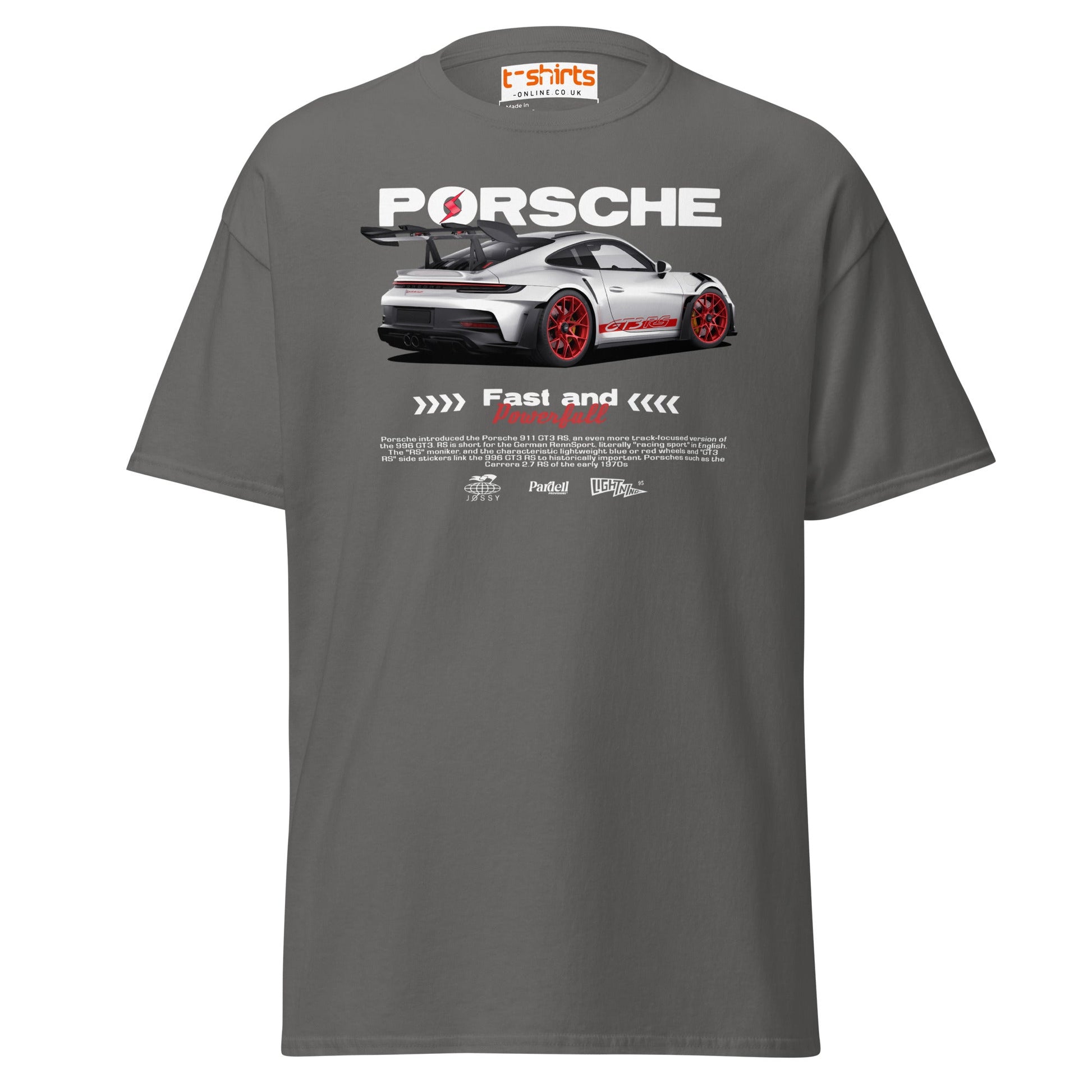 Porsche GT3 RS T-Shirt | Fast & Powerful Car Tee - Charcoal - T-Shirts Online