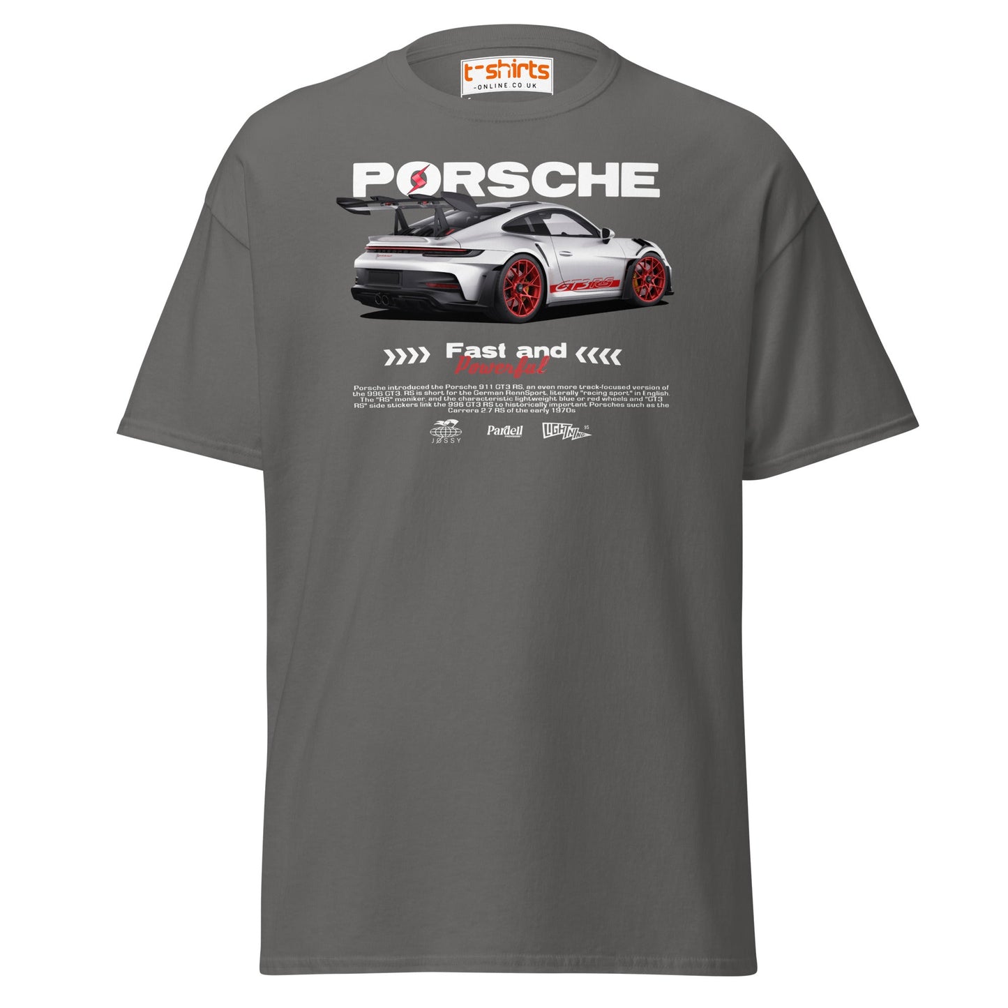 Porsche GT3 RS T-Shirt | Fast & Powerful Car Tee - Charcoal - T-Shirts Online